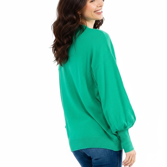 VINE & LOVE balloon sleeve sequin Santa sweater S M L - Picture 4 of 9